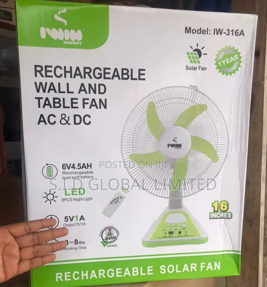 Sealed Inbox Rechargeable Solar Fan