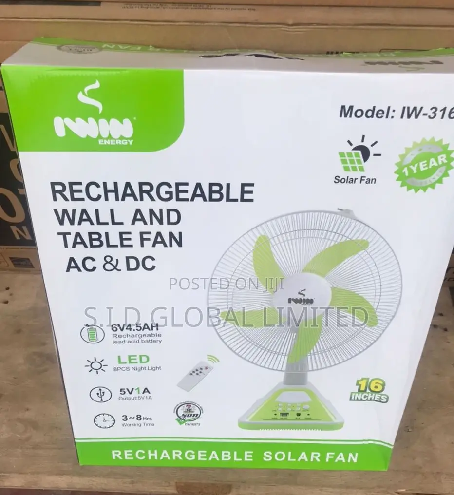 Superb Solar Rechargeable Solar Fan IWIN