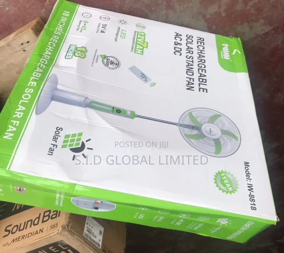 Solar and ECG Power Rechargeable Remote IWIN Stand Fan