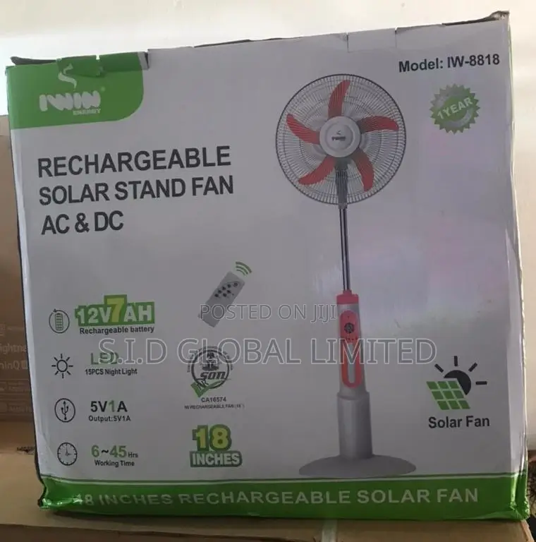 Reliability ON Solar Rechargeable Stand Fan