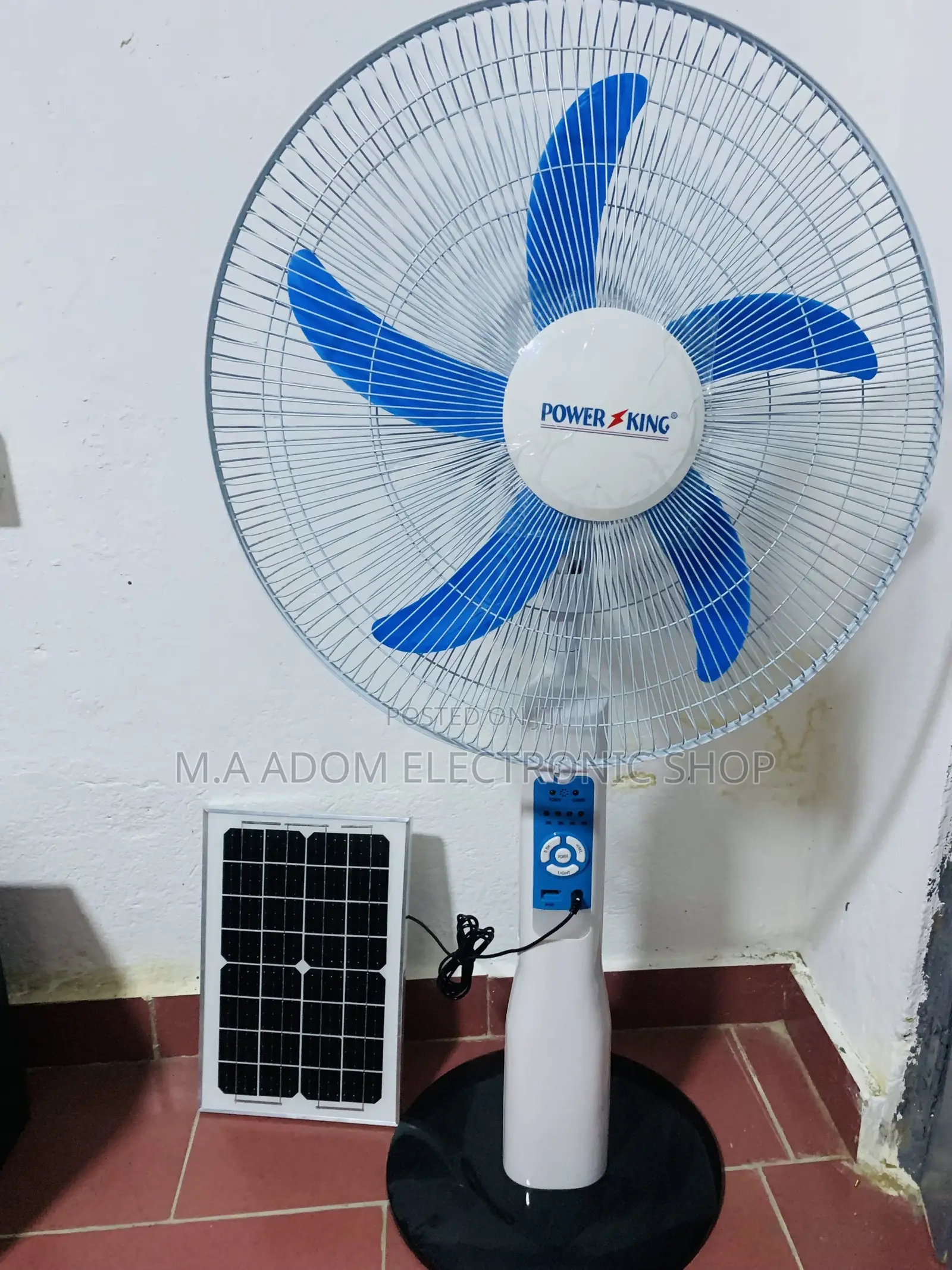 Classic Power King Rechargeable Fan With Solar Panel.
