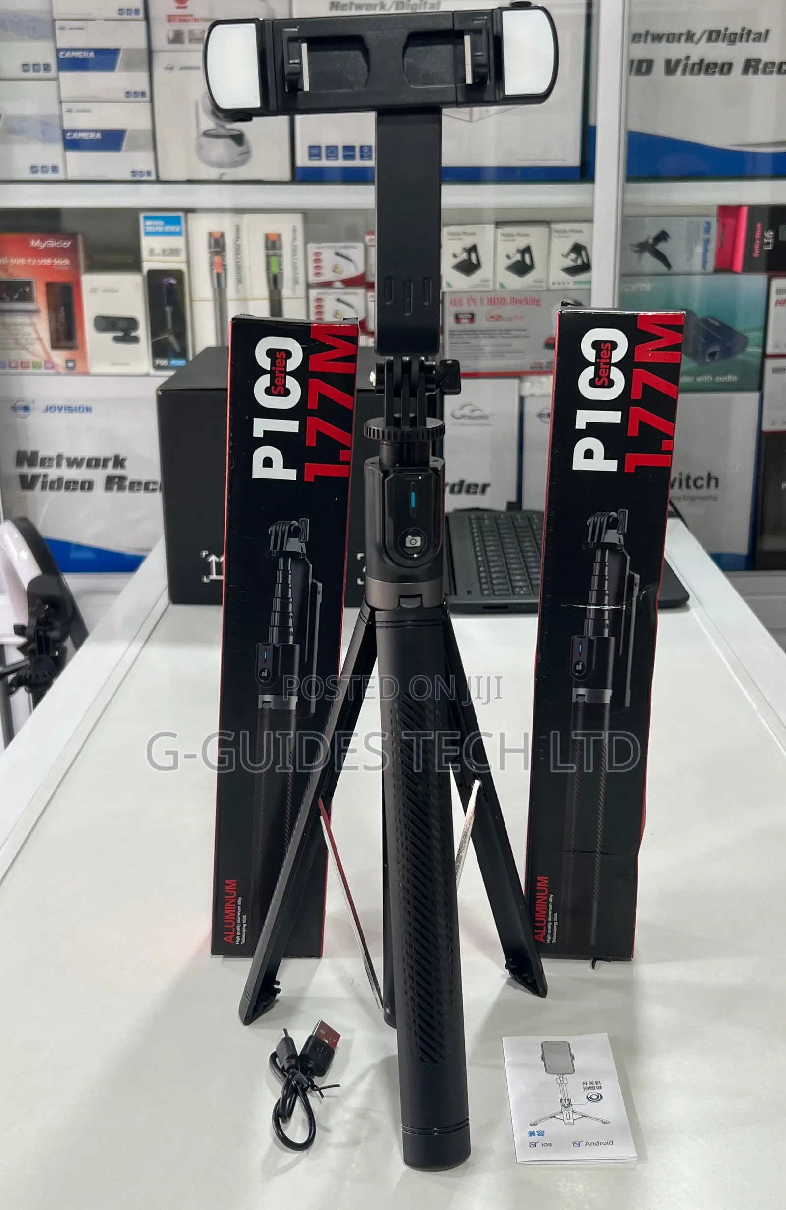 P100 Selfie Stick 1.77m With Bluetooth and 2 Led Light
