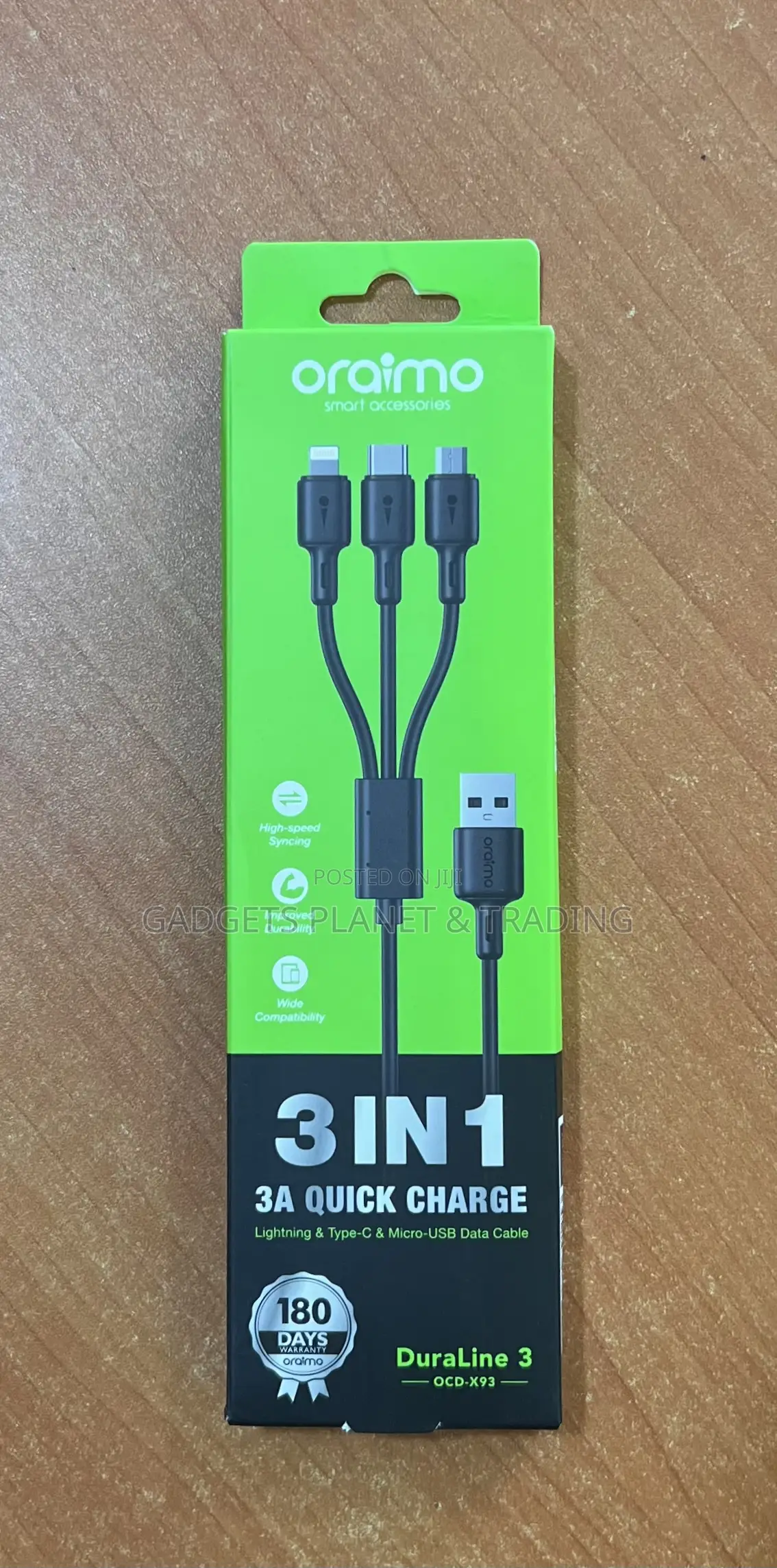 Oraimo 3in1 3a Quick Charge Data Cable Duraline 3/ Ocd-X93