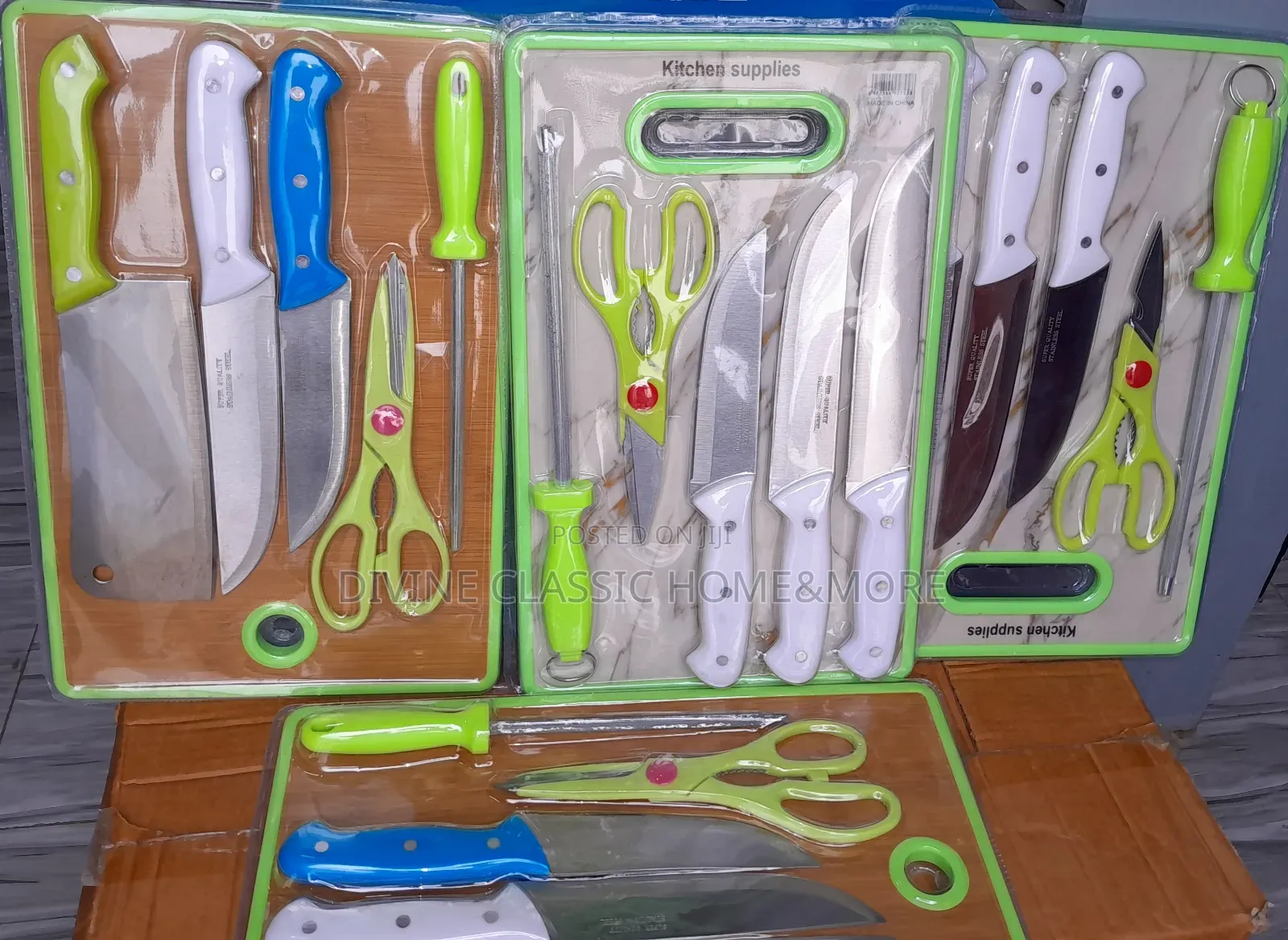 7pcs Knives, Scissors, Peeler and Chopping Board Set