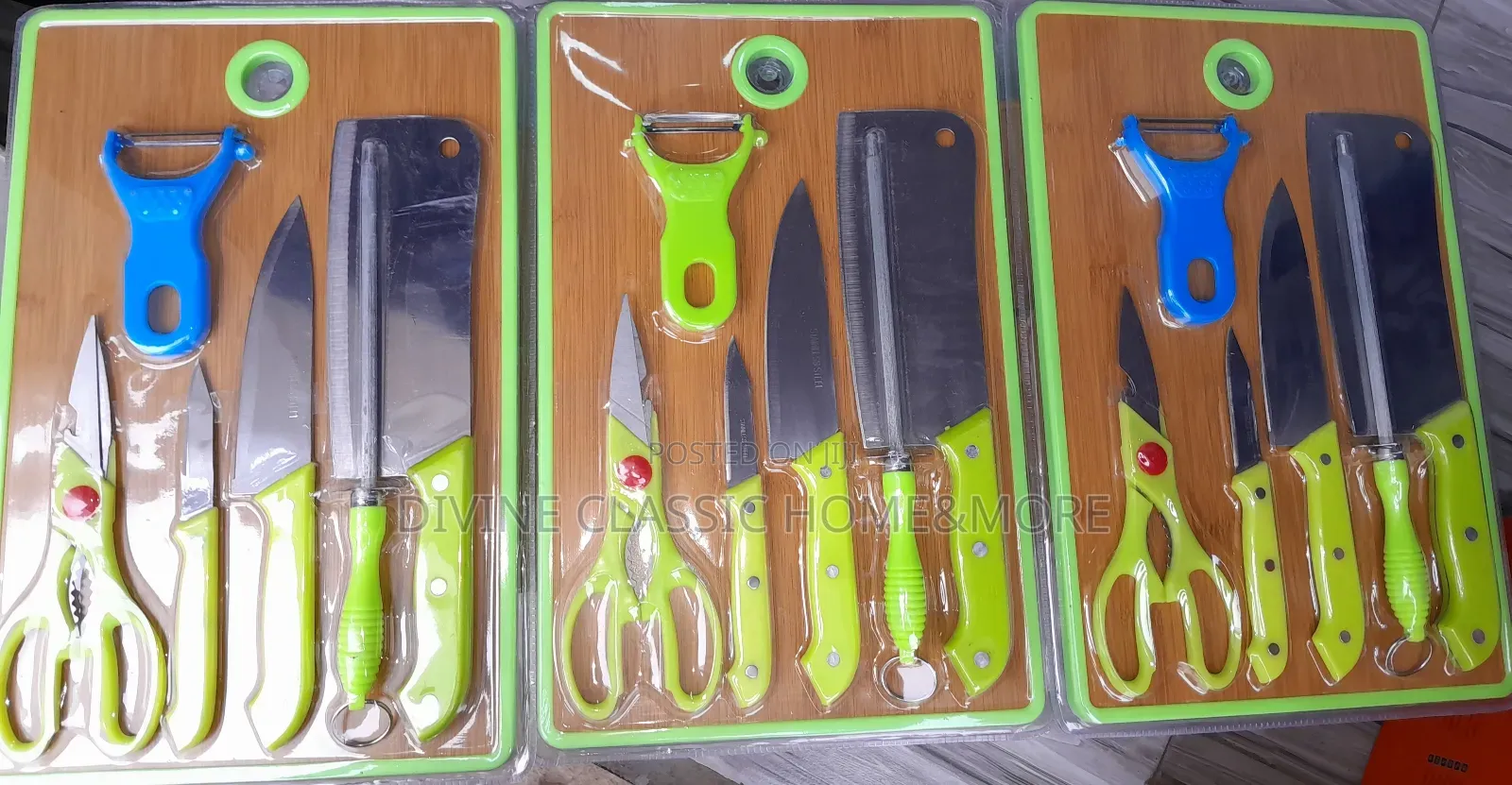 7pcs Knives, Scissors, Peeler and Chopping Board Set