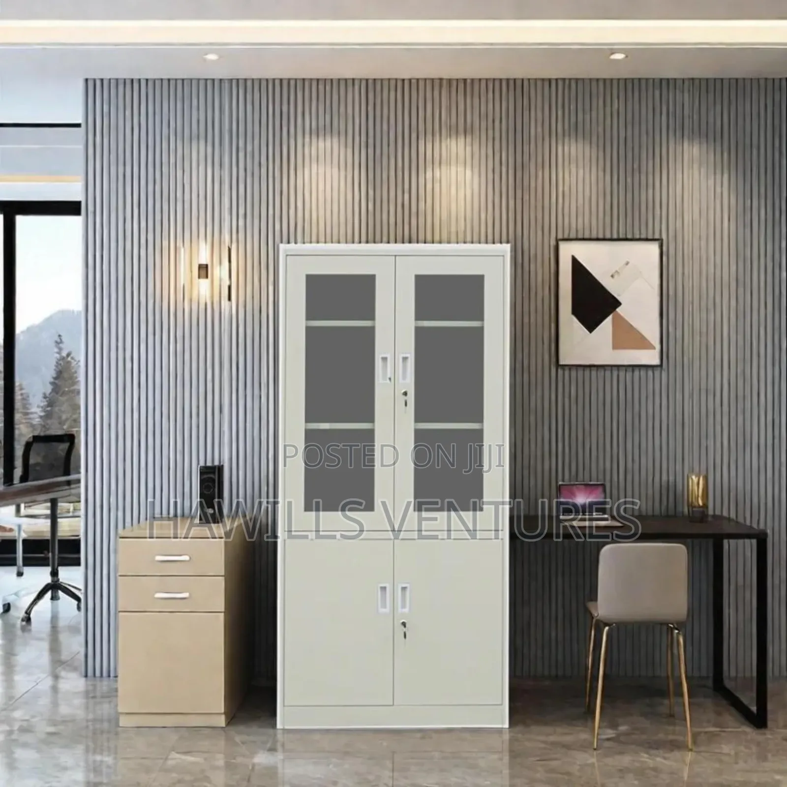 Metal Cabinet Half Glass