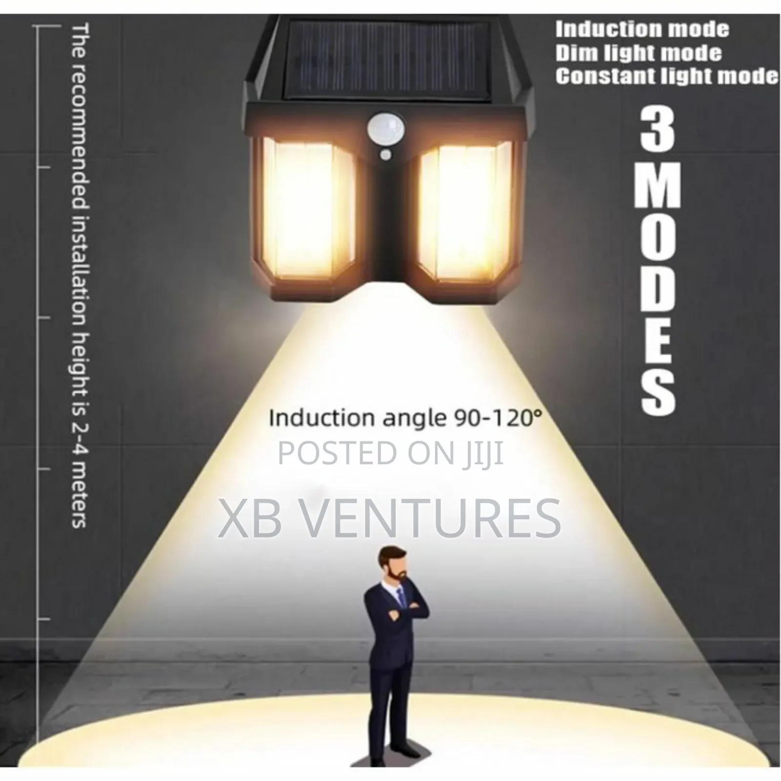 3 Modes Waterproof Tungsten Solar Outdoor Wall Light 2LED