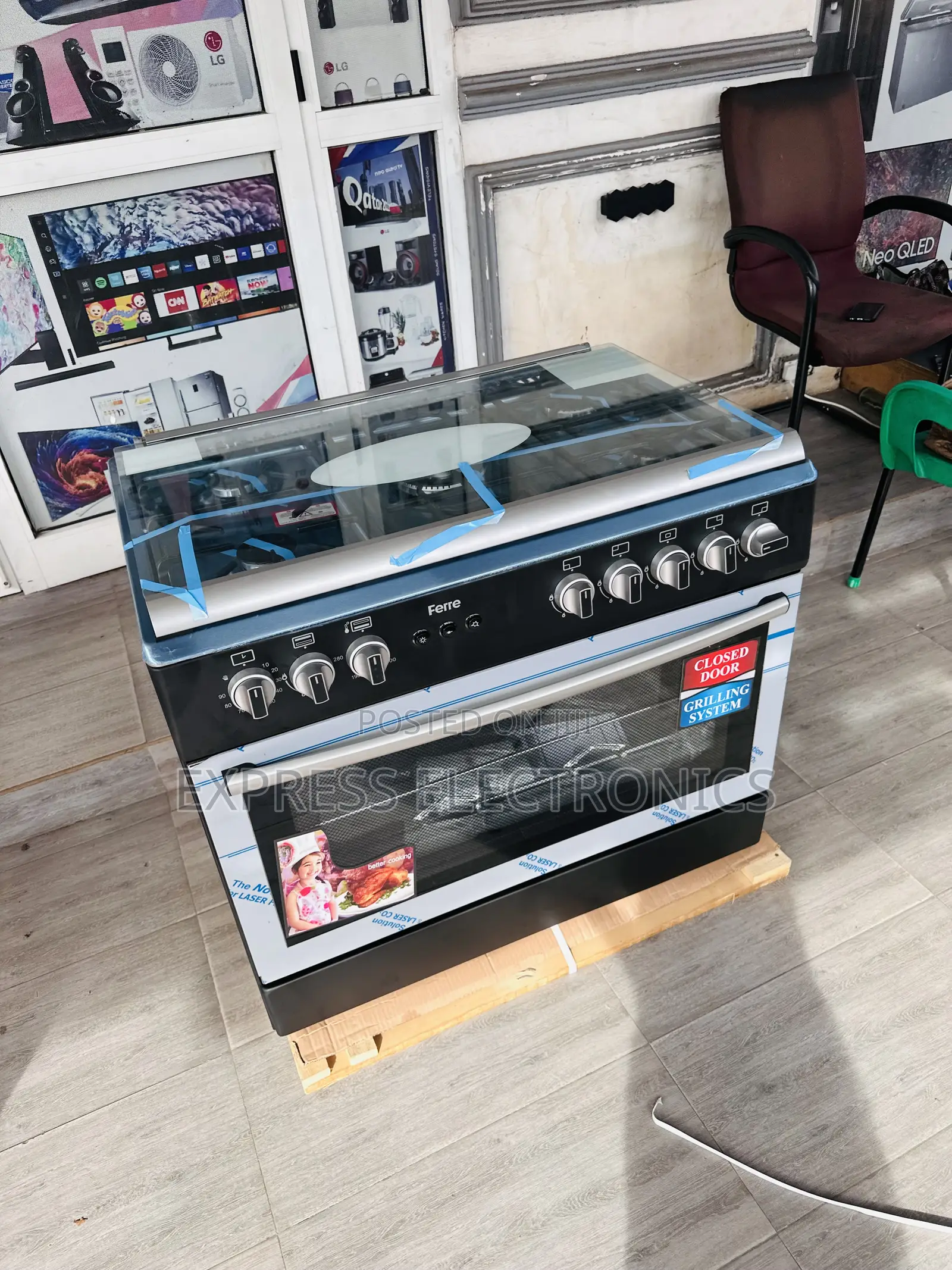 Brand New Stainless Steel Black 5burner 60/90 Oven Grill