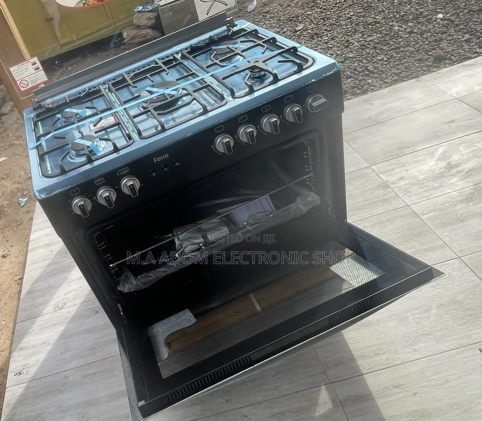 Sealed in Box Ferre 60x90 Ions 5 Gas Burner With Oven(Black)