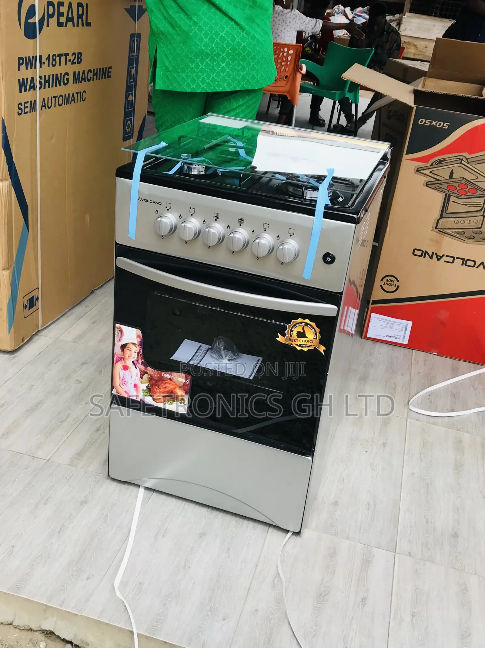 Adjustable Volcano Oven With Grill 4 Burner Gas 50by50 Gray