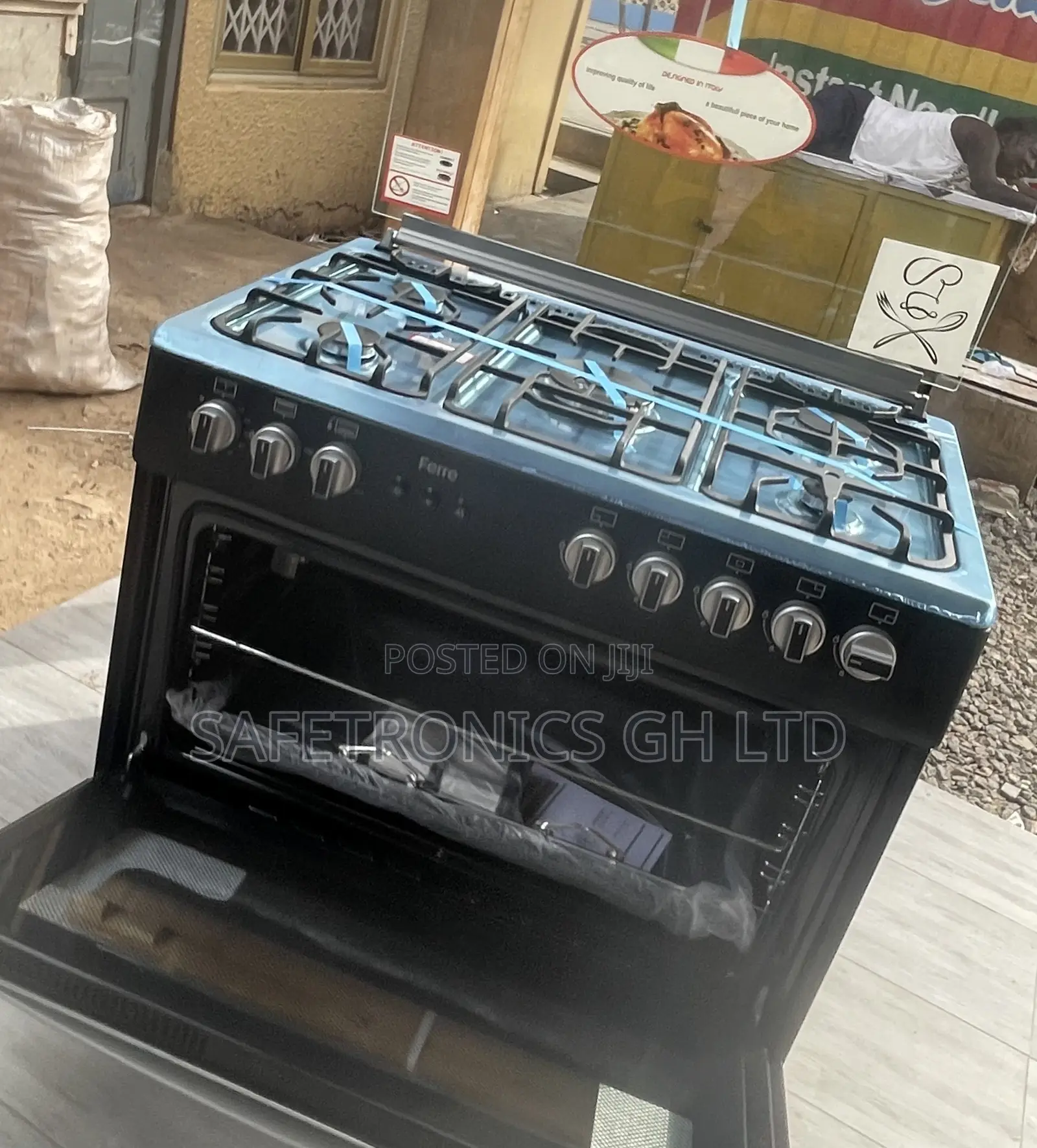 5 Gas Cooker Oven With Grill Ferre 60x90 Auto Ignition Black