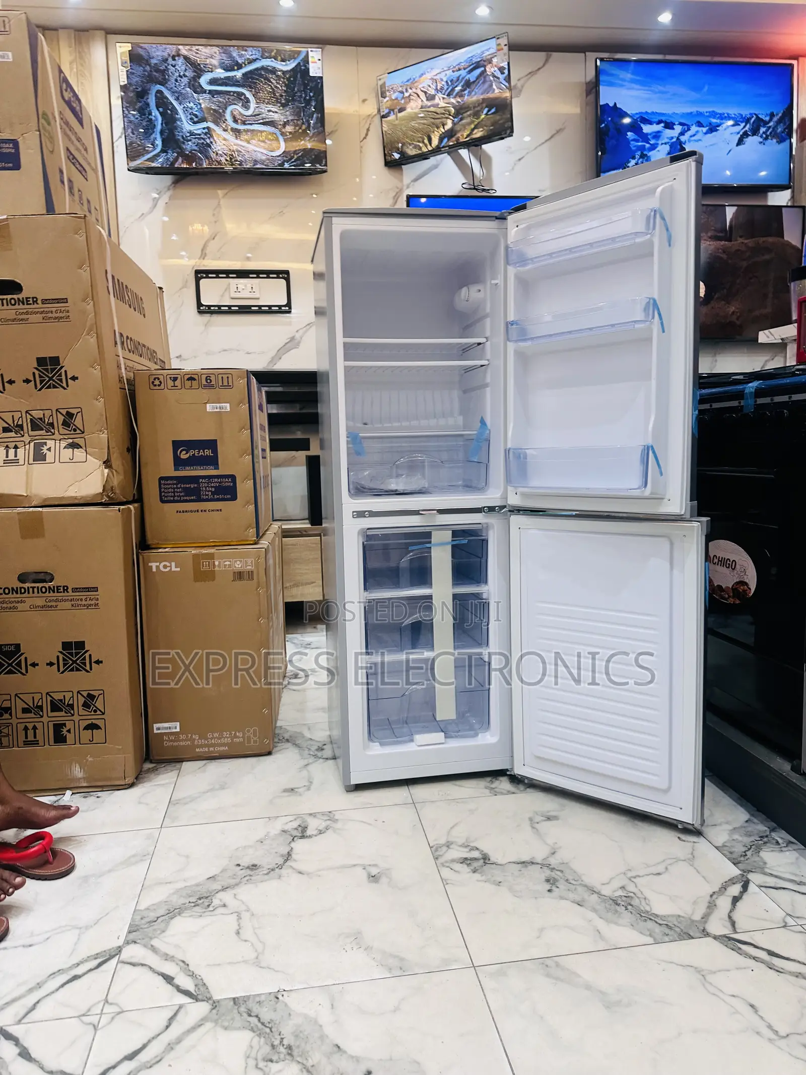 Available Now Grey Color Nasco Double Door Bottom Freezer