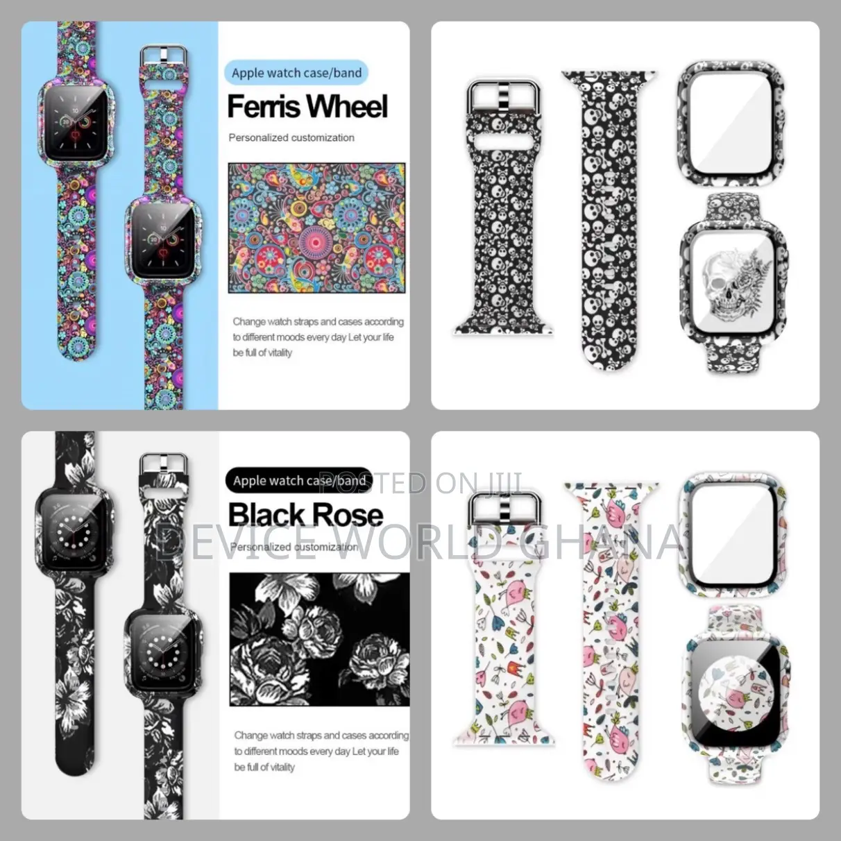 Printed 2 In 1 Case + Strap For Apple Watch (All Sizes)
