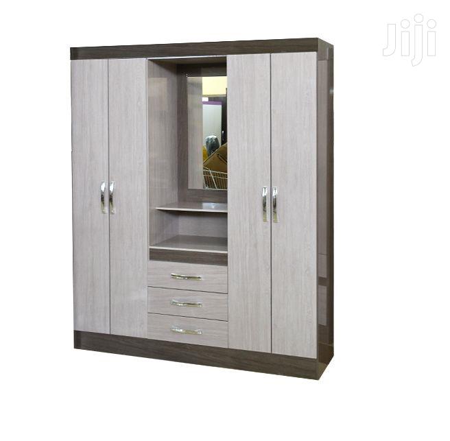 Wooden Wardrobe With Mirror Shelf