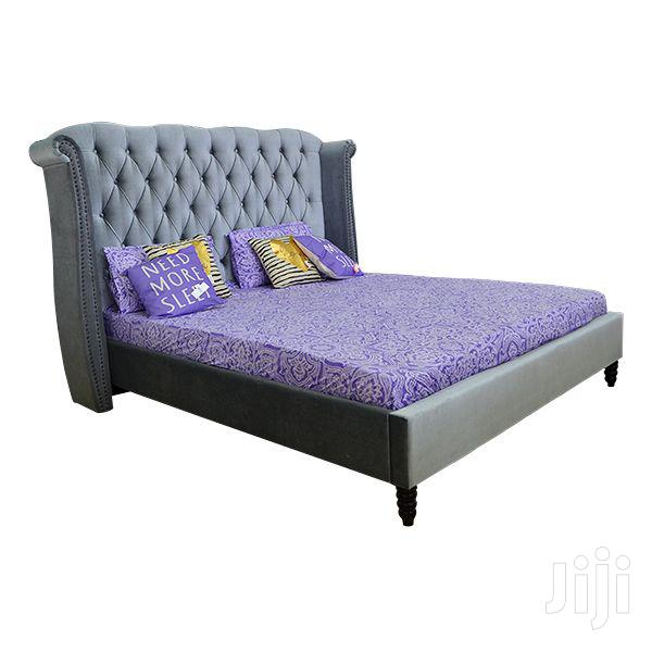 Upholstered Panel King Size Bed Suede