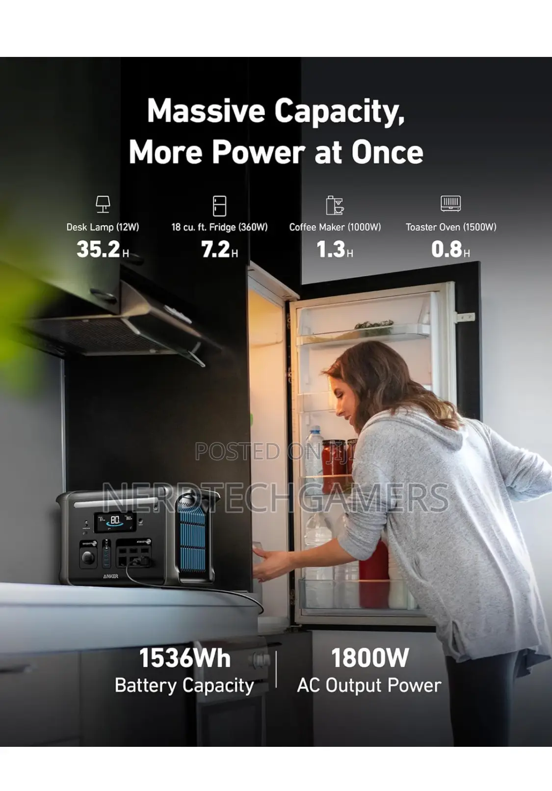 Anker SOLIX F1500 Portable Power Station, 1800W, 1536wh