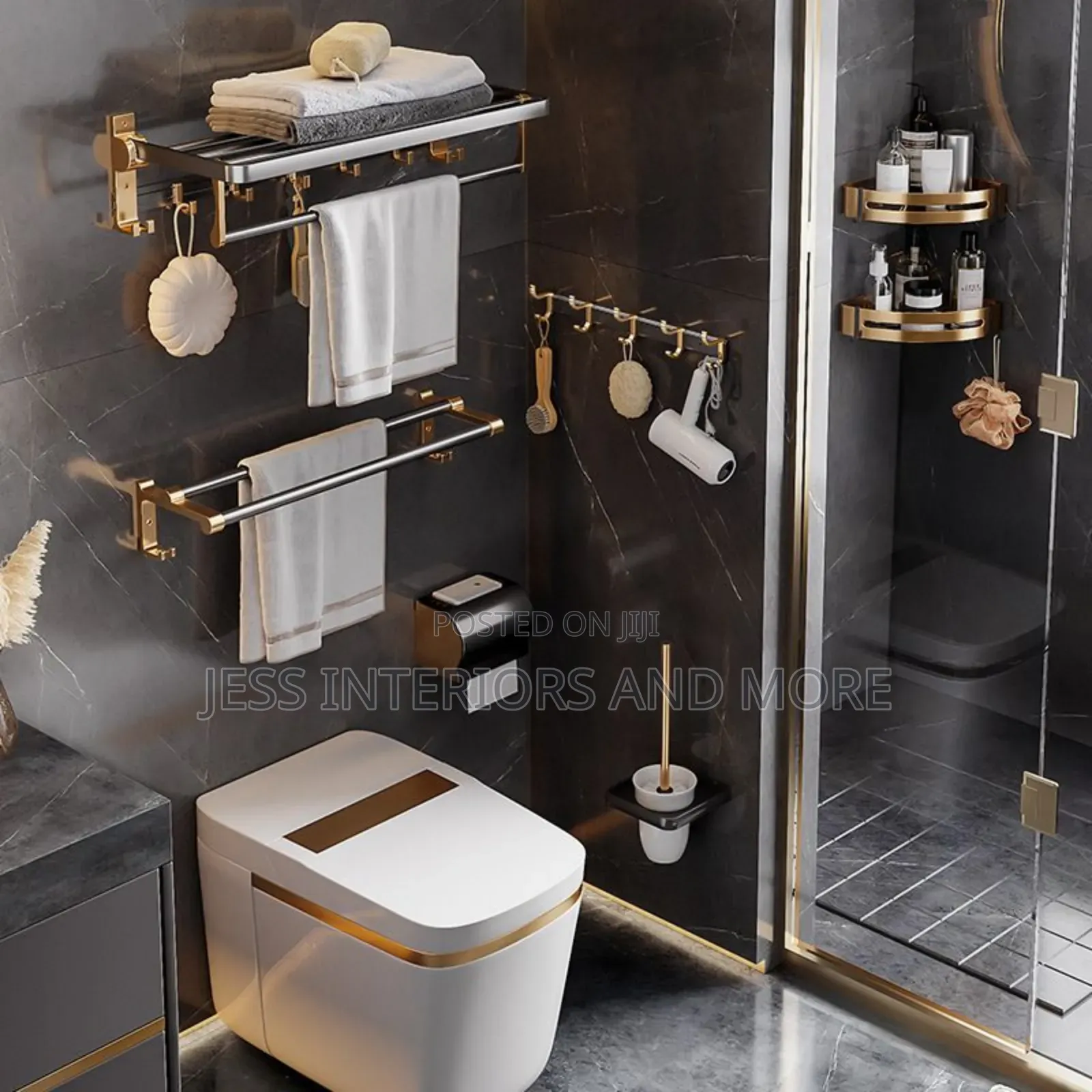 7- Piece Bathroom Accessories Wall Mounted