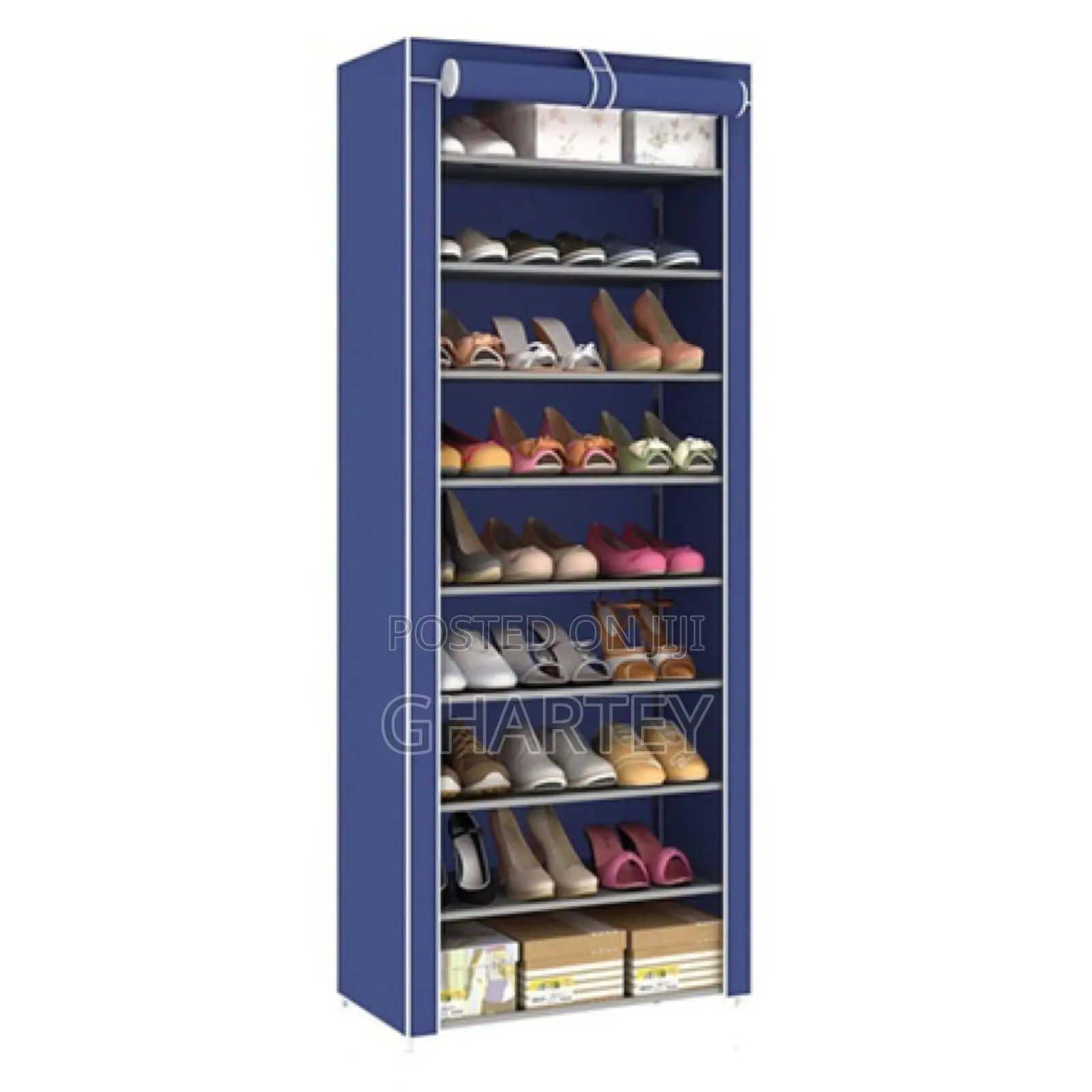 Foldable Shoe Racks 10 Layers Blue