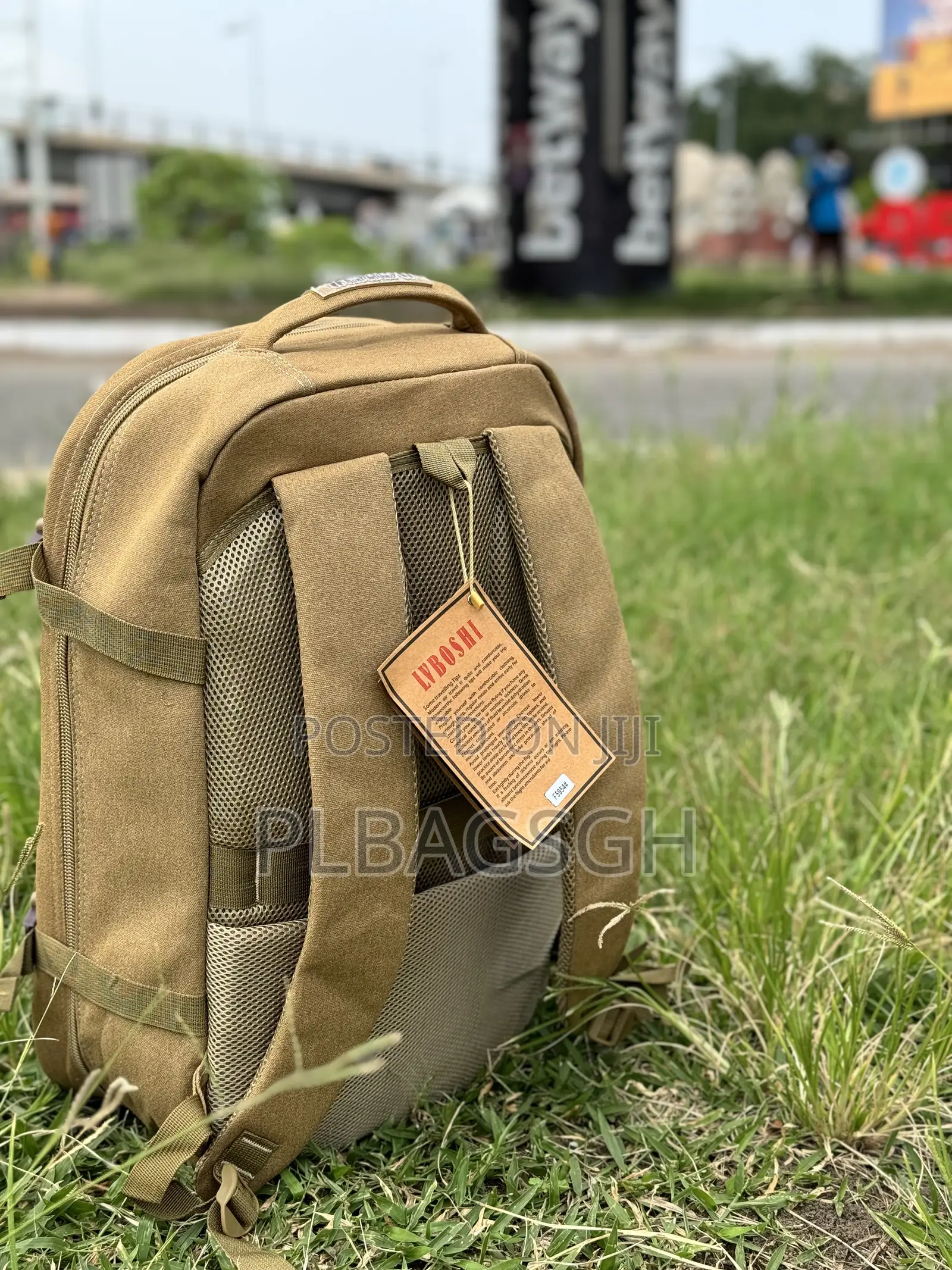 Khaki Traveling Backpack for 15-16 Inches Laptop at Plbagsgh