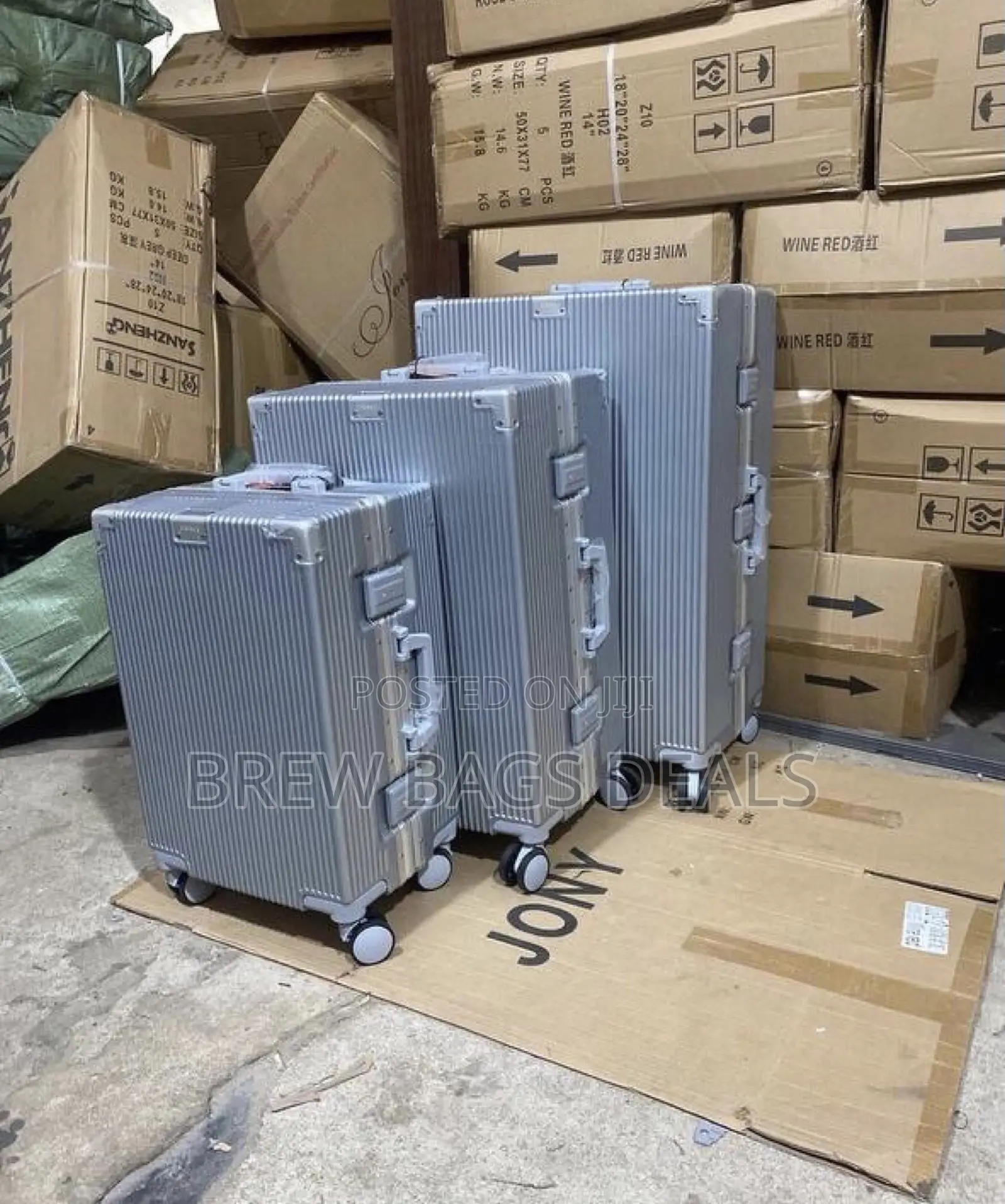 Branded Silver 3set Purely Locks Aluminum Suitcase Bag