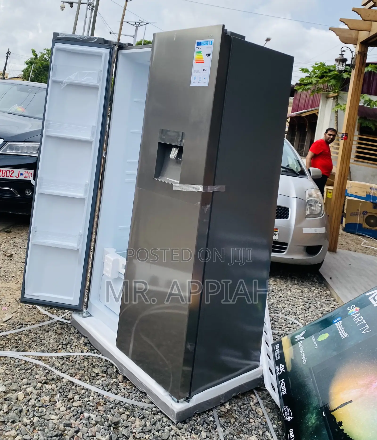 Elegantly Designed TCL-P520SBN Side by Side Fridge(Gray).