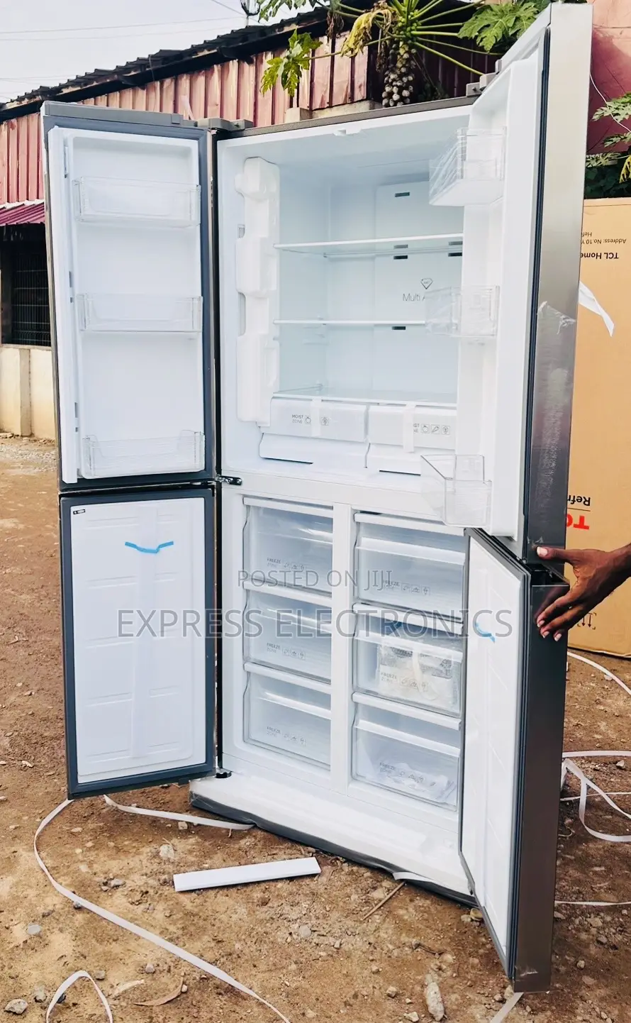 Shop the New TCL-P520SBN Side by Side Fridge.