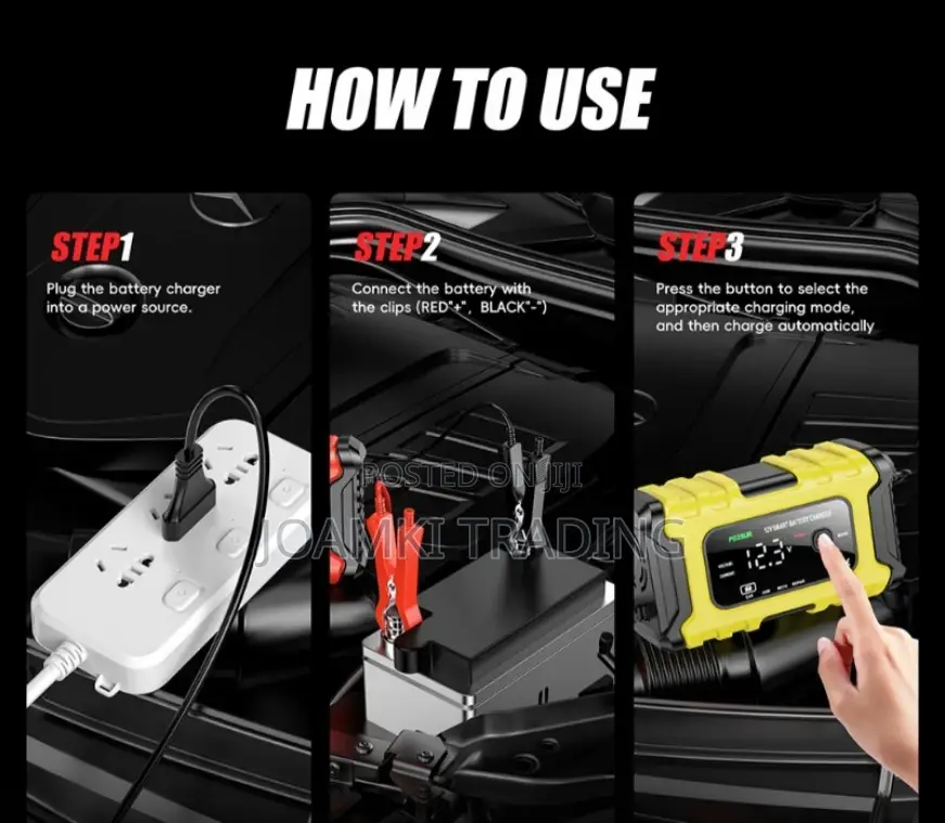 Car Battery Charger,12v, Intelligent Pulse Repair With LCD