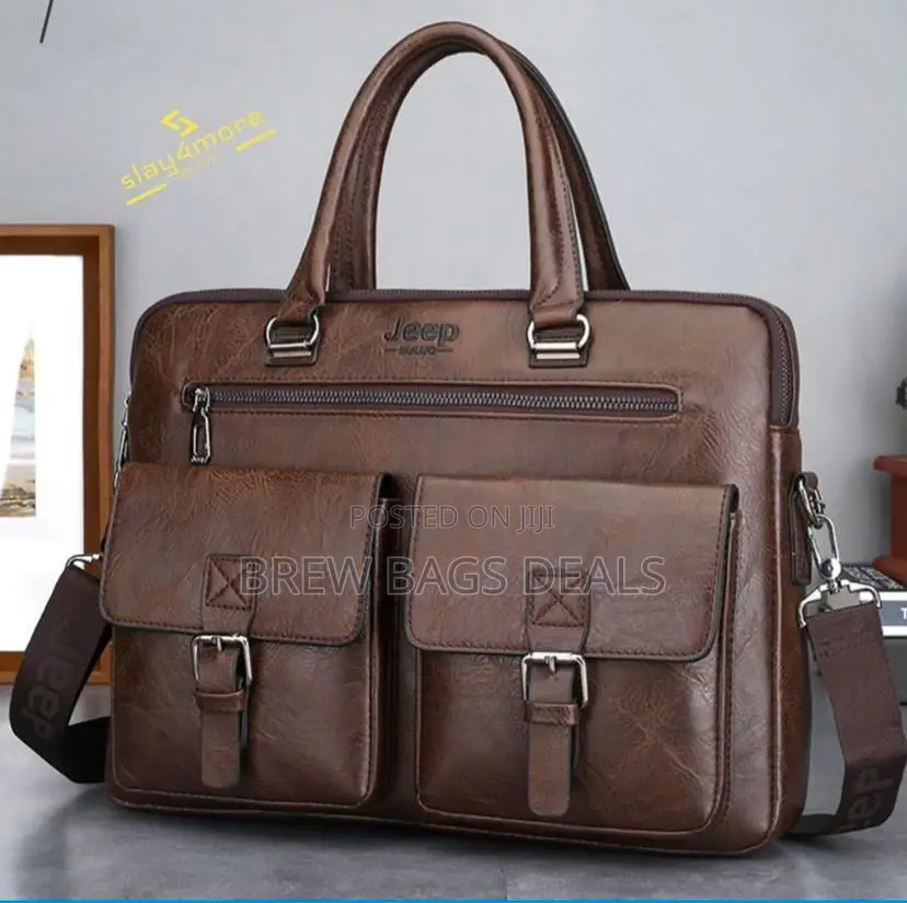 Pure Light Brown Mens 15.6 Inches Laptop Bag Wid Strap.