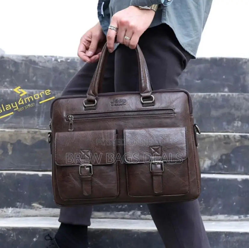 Pure Light Brown Mens 15.6 Inches Laptop Bag Wid Strap.