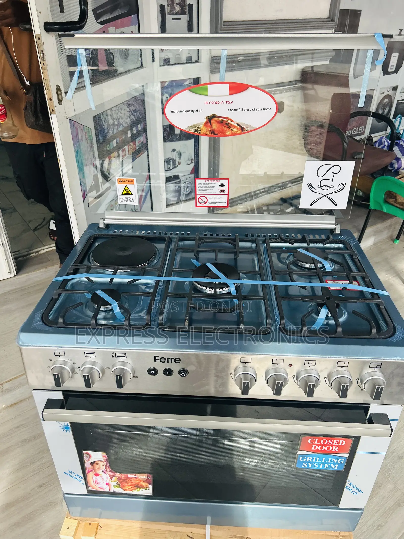 60x90 (5b) 4*1 Inox Ferre Gas Electric Ignition Oven