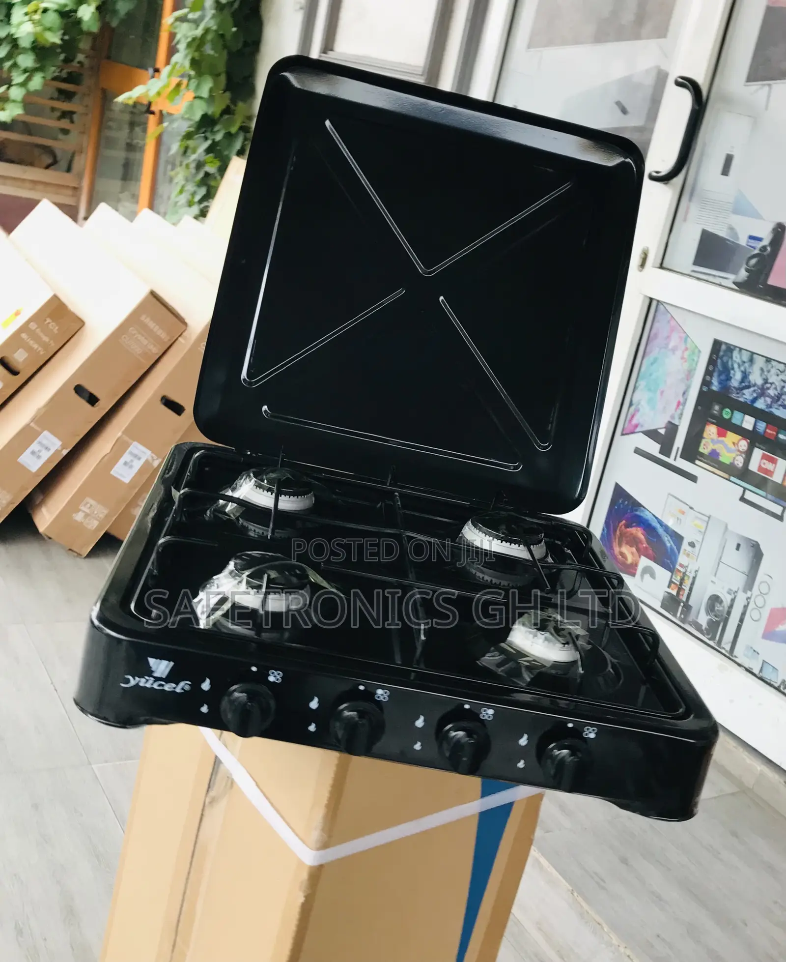 Volcano 4 Burner Gas Stove Tabletop (Black) 