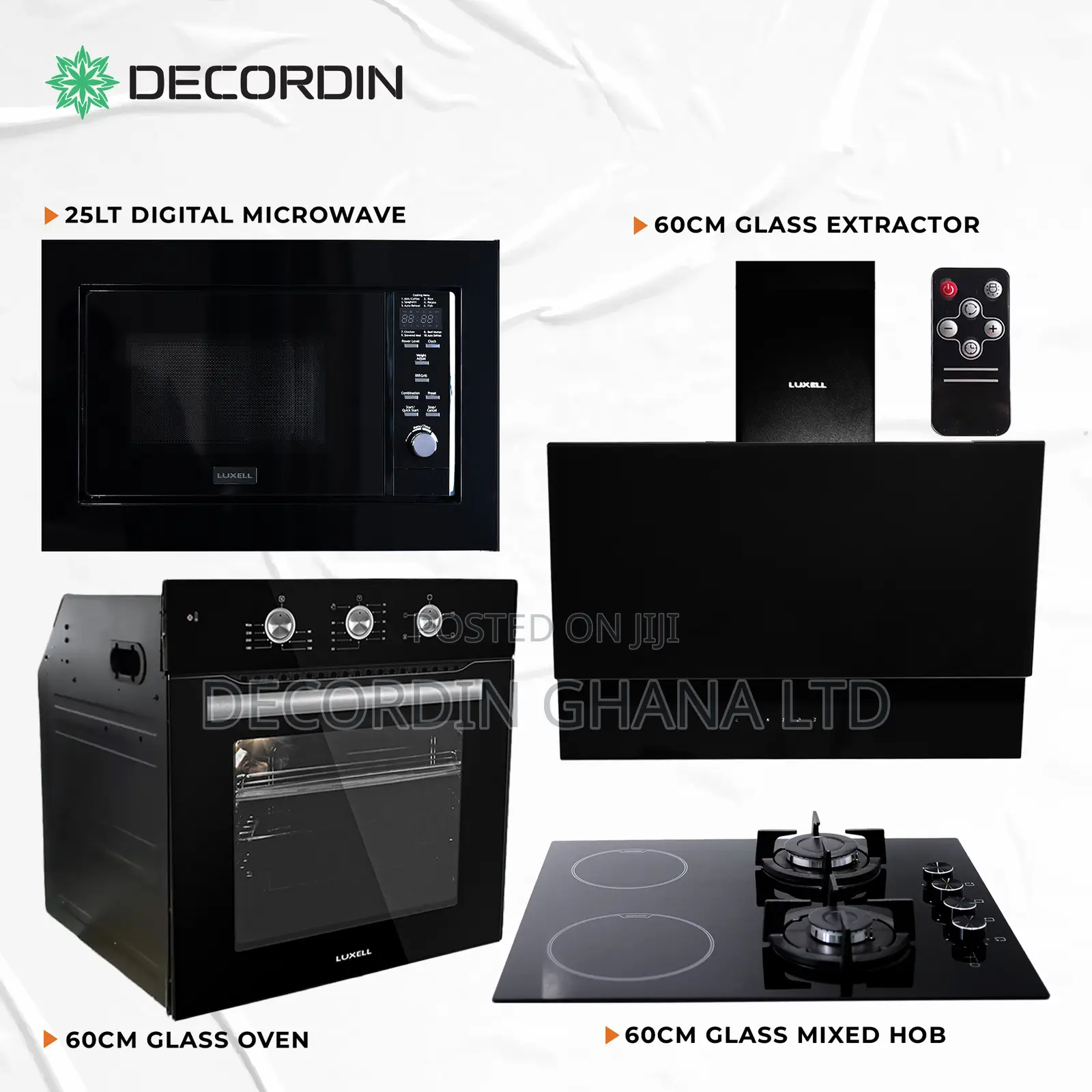 2 Electric 2 Gas 60cm Glass Set With 25l Digital Microwave