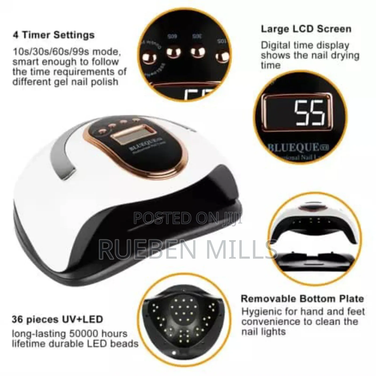 UV LED Lamp Nail Dryer for Manicure - Blueque V8 White