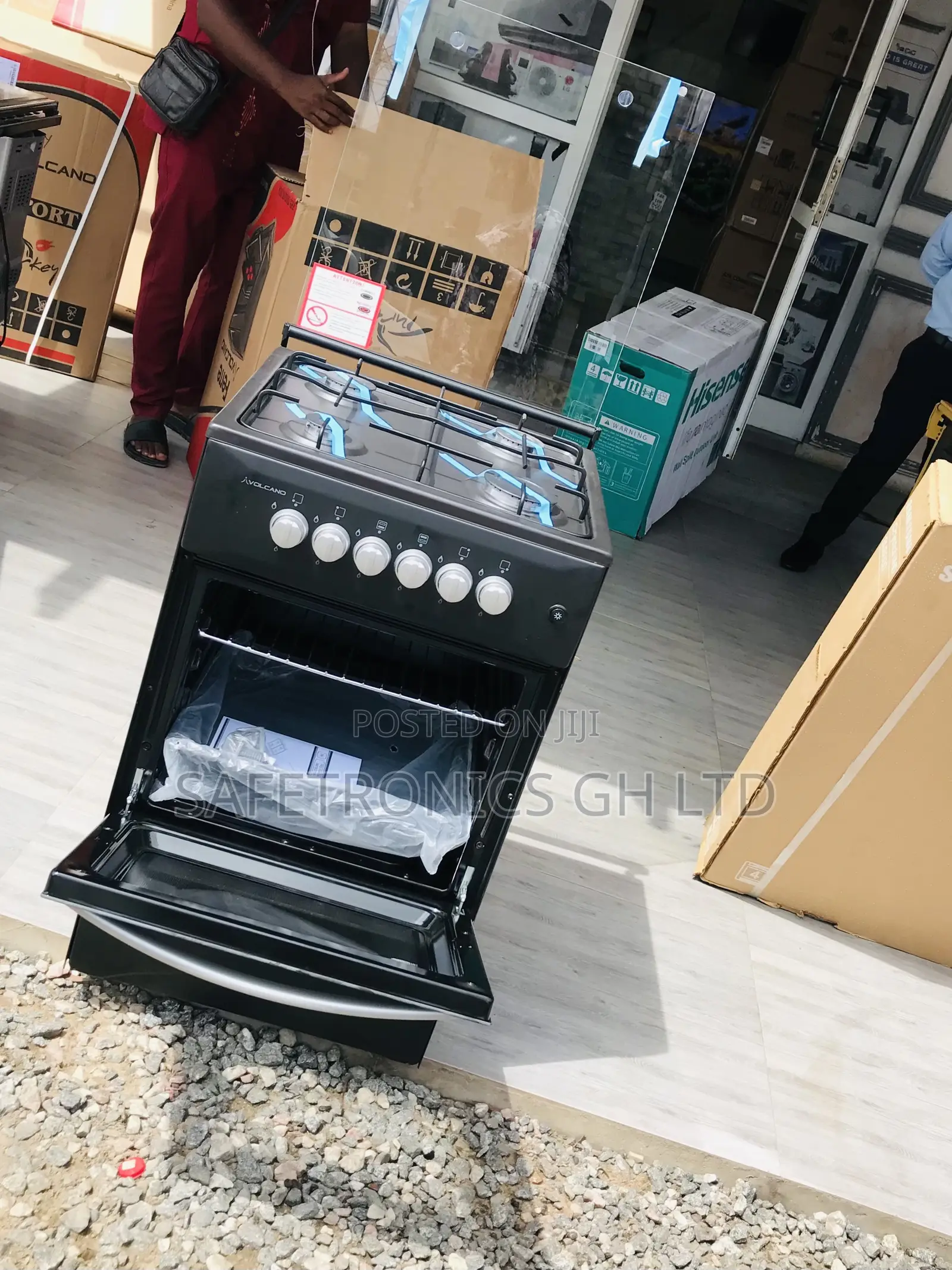 (Black) 4 Gas Oven: Grill 50by50 Volcano Durable Burner 
