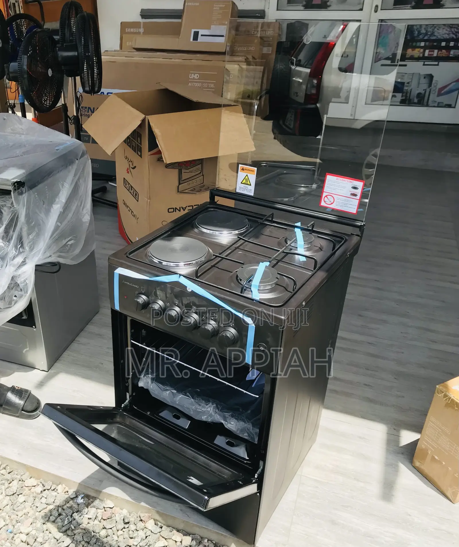 Sleek Volcano 50x50 2gas + 2electric Cooker + Oven(Black)