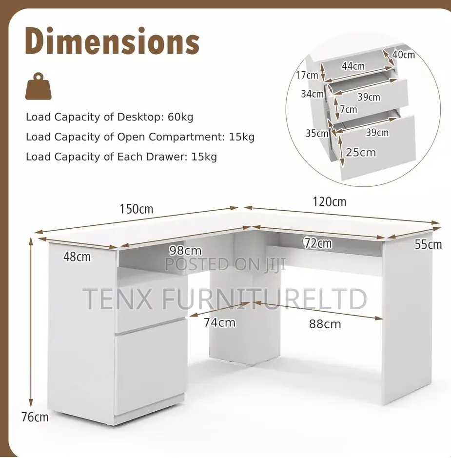 L Shaped Computer Desk (Costway)