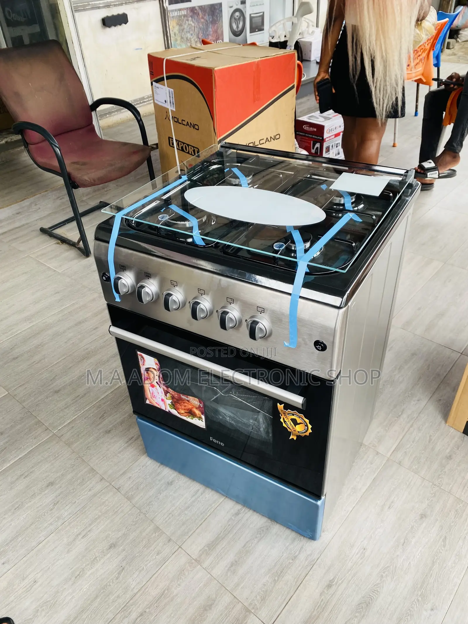 Ferre 60x60 4 Gas Burner With Oven(New Line)Gray.