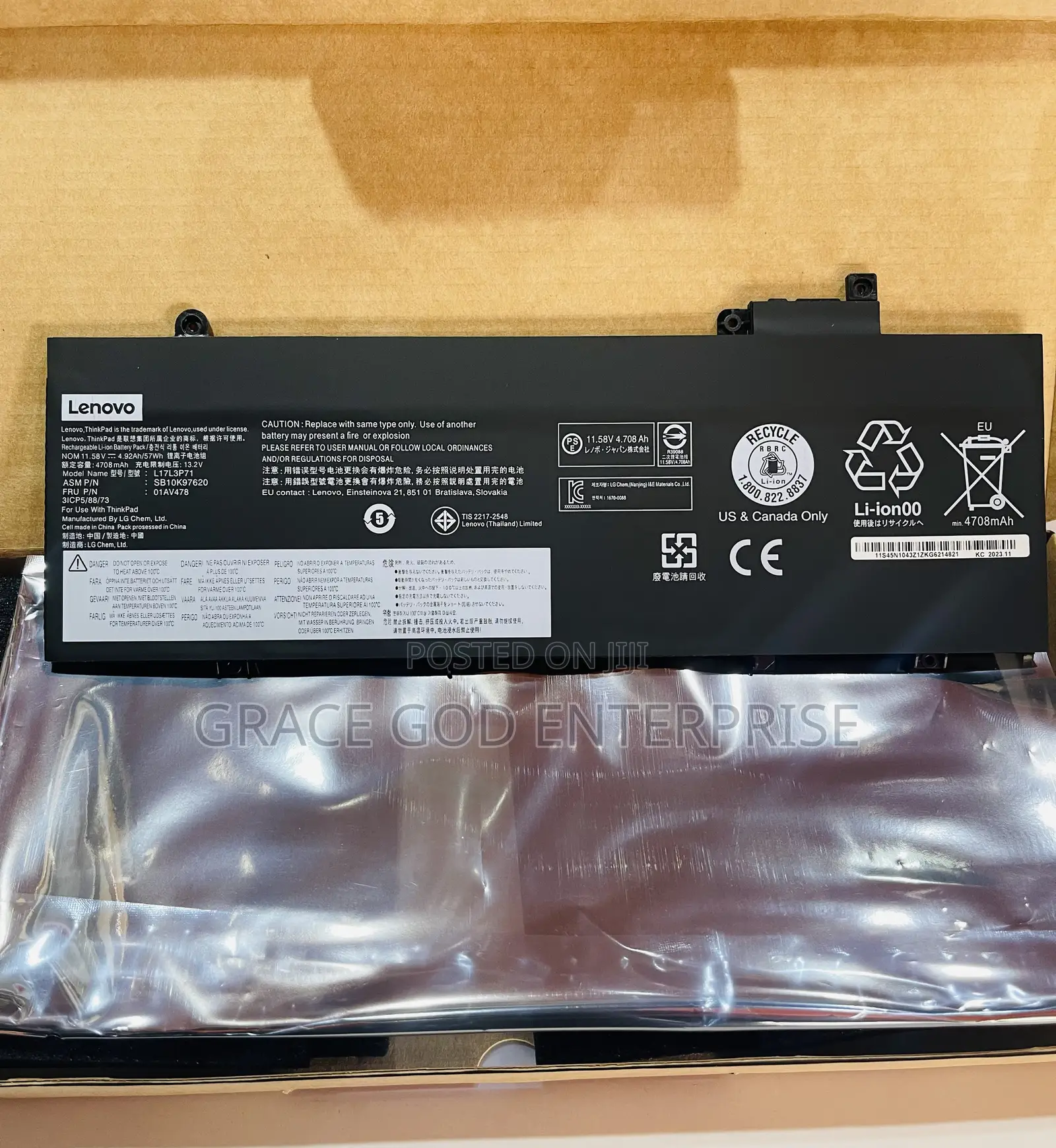 Original Lenovo T480s 01AV478 Laptop Battery