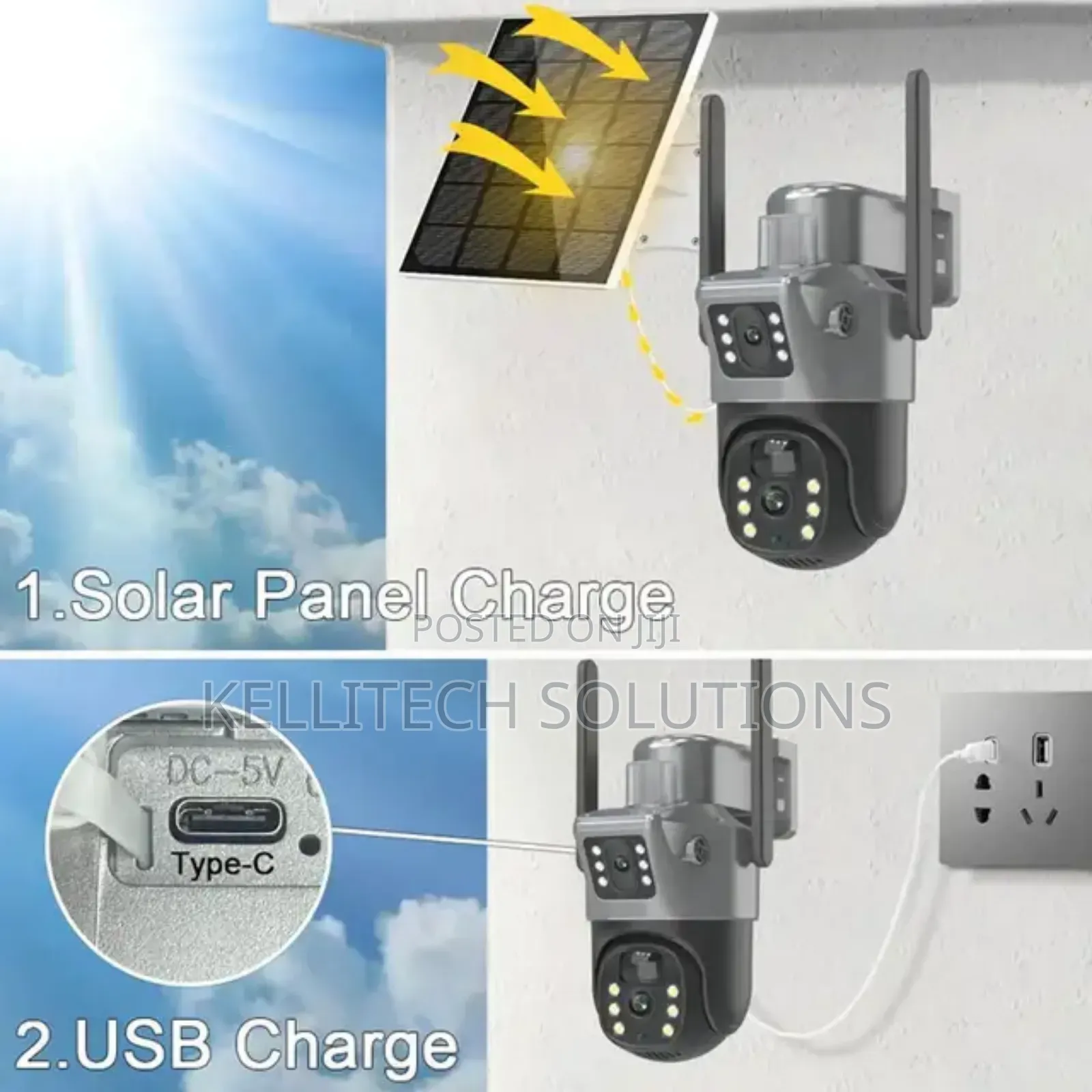 Latest Chip Solar 4g Dual Lens CCTV 12mp