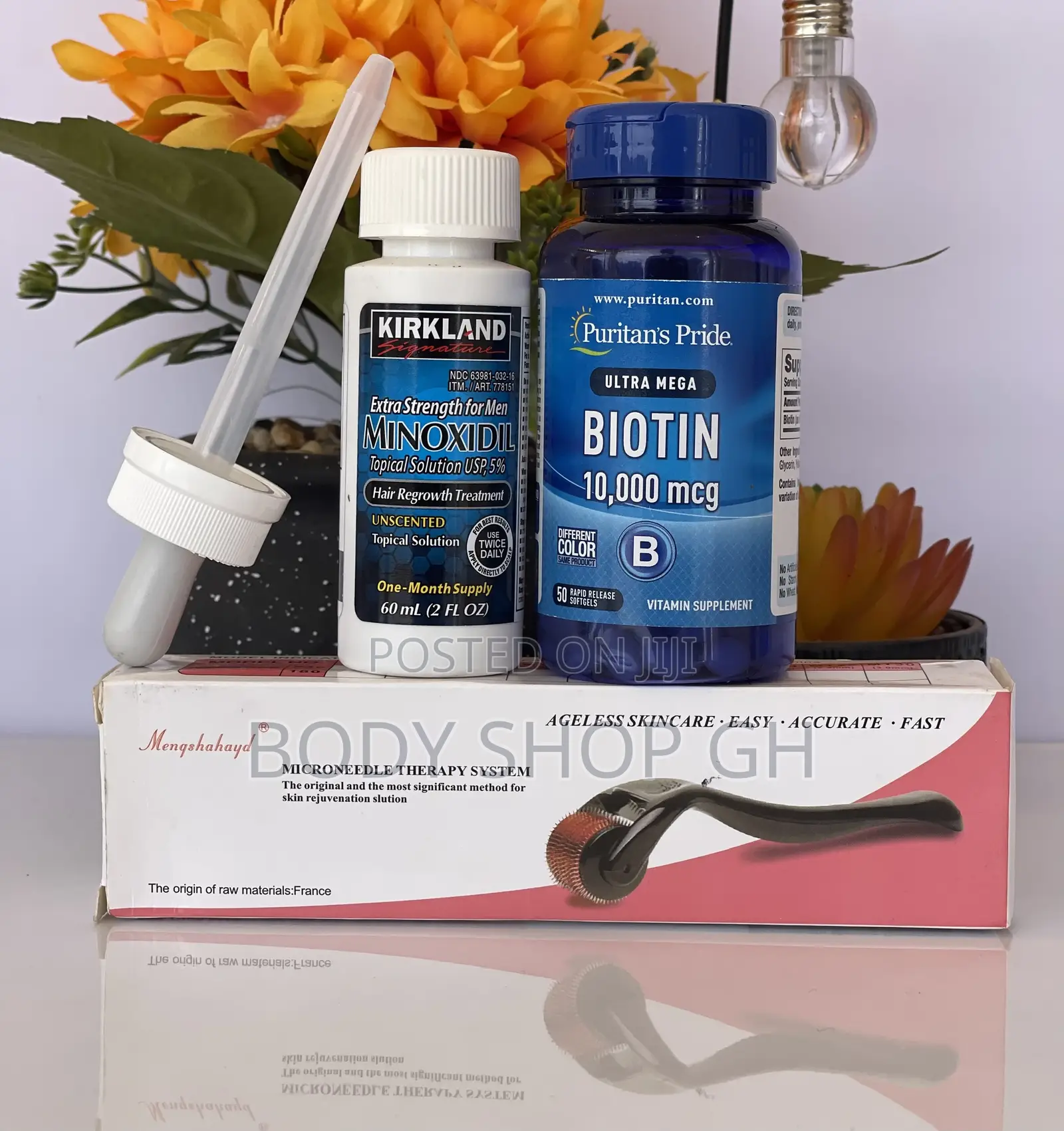 Beard and Hair Regrowth Pack- Kirkland +Biotin +Derma Roller
