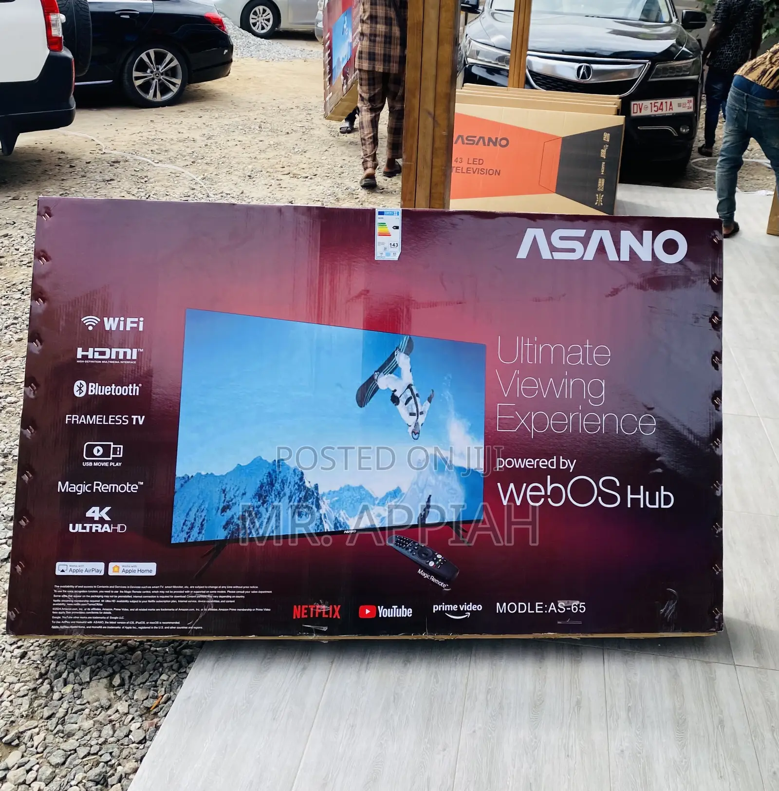 Sealed in Box Asano 65” Webos Ultra HD Smart Tv.