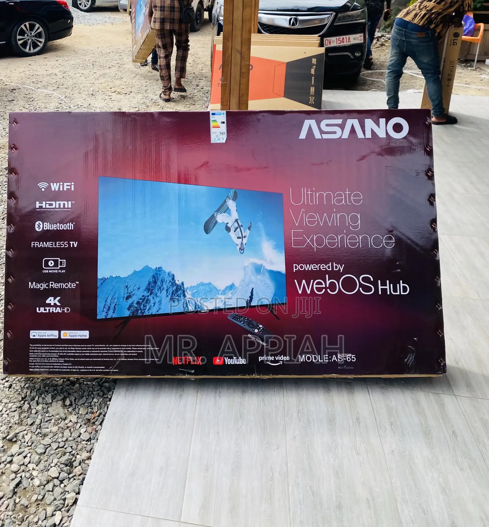 Sealed in Box Asano 65” Webos Ultra HD Smart Tv.