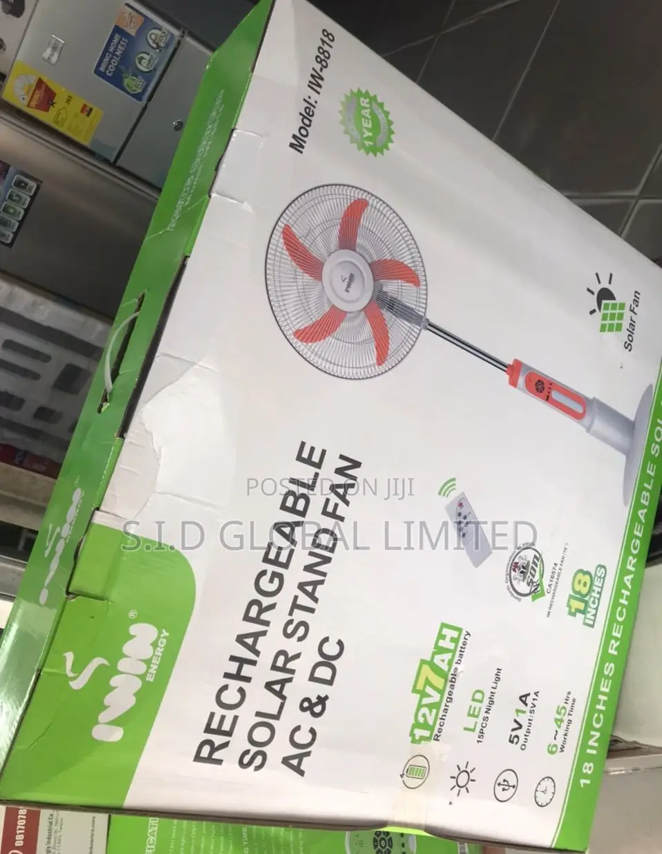 Highly Good 18'' Rechargeable Solar Stand Fan
