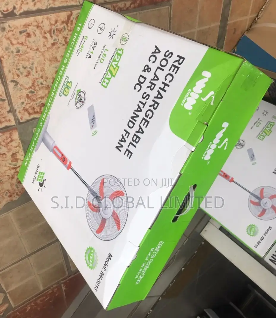 Known Sealed IWIN 18'' Rechargeable Solar Stand Fan