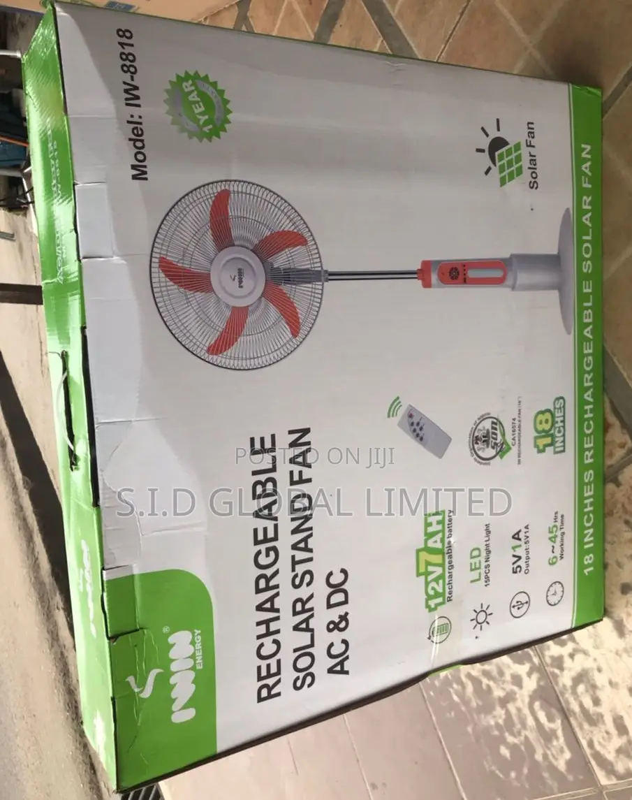 Superb 18'' IWIN Rechargeable Solar Stand Fan