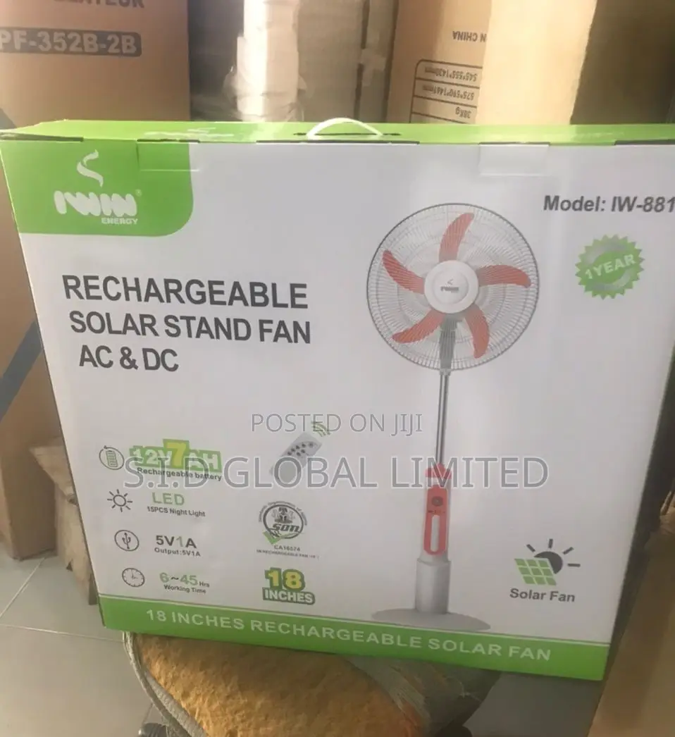 Superb Glamorous 18'' IWIN Rechargeable Solar Stand Fan