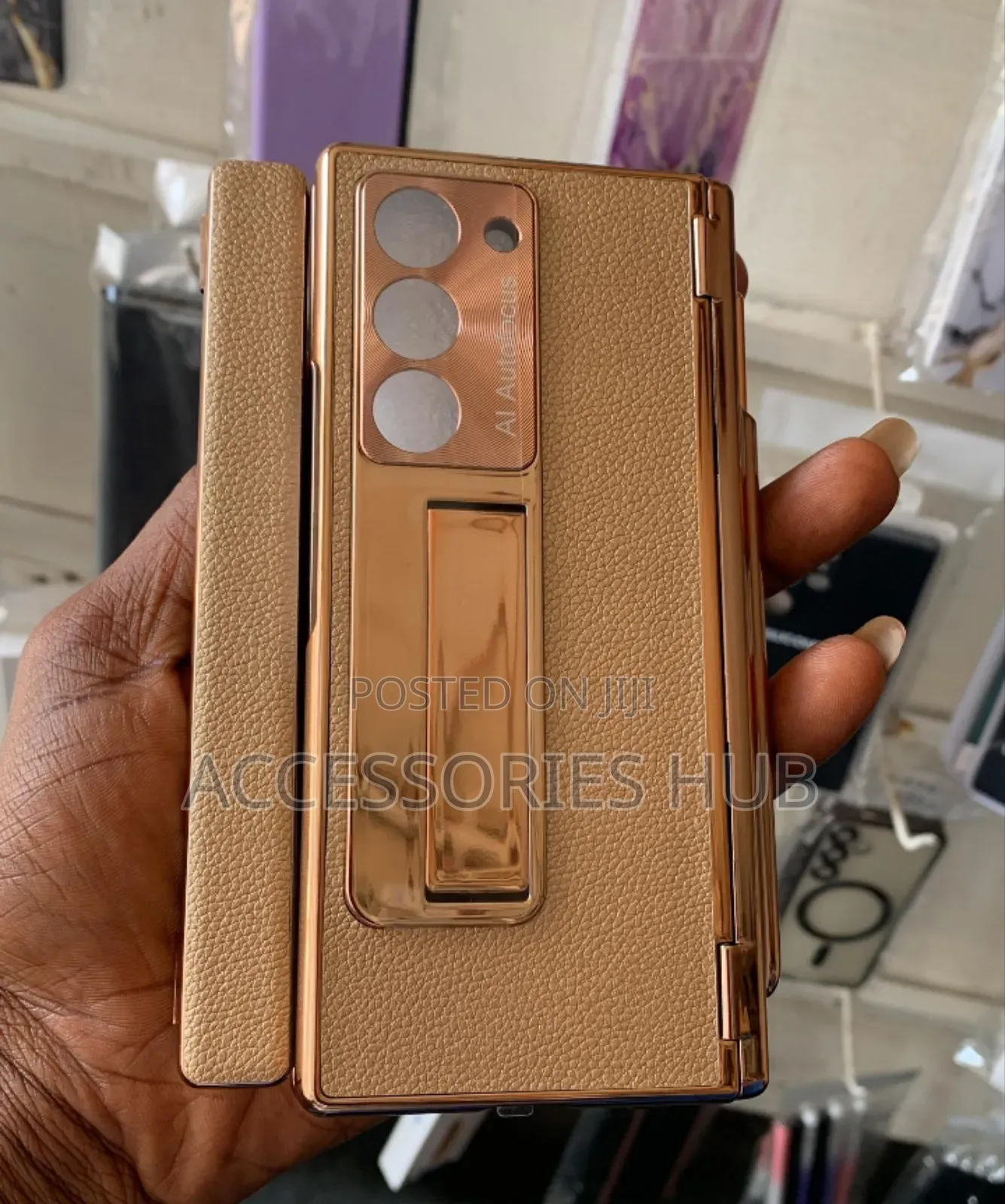 Z Fold 6 Luxury Gold Plated Case With Pen Slot and a Stand