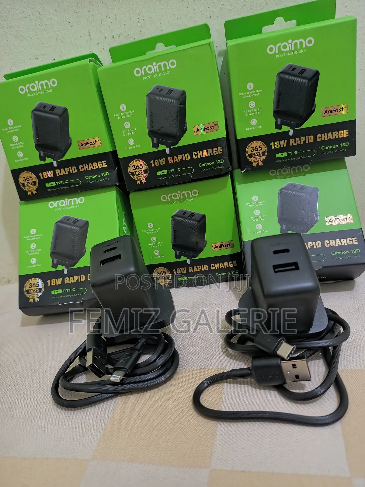 Oraimo Cannon 18D 18W Type-C/ Lightning Wall Charger Kit