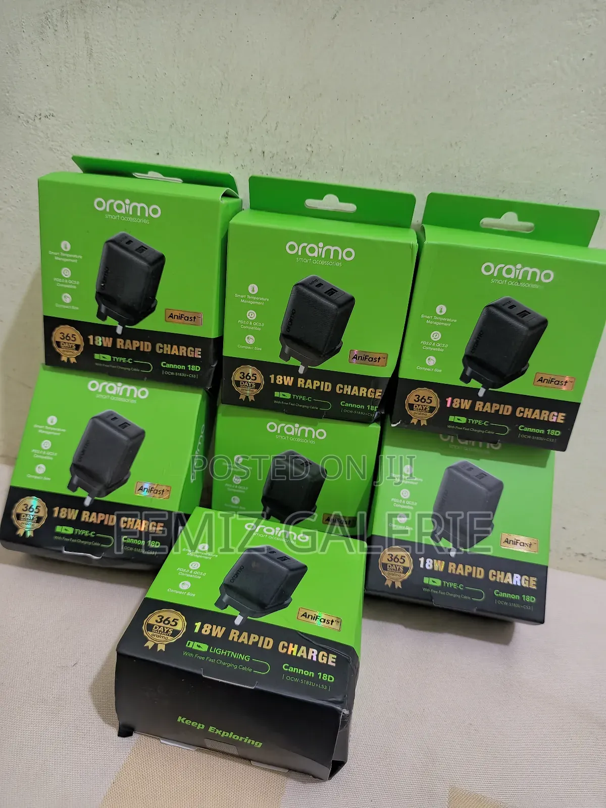 Oraimo Cannon 18D 18W Type-C/ Lightning Wall Charger Kit