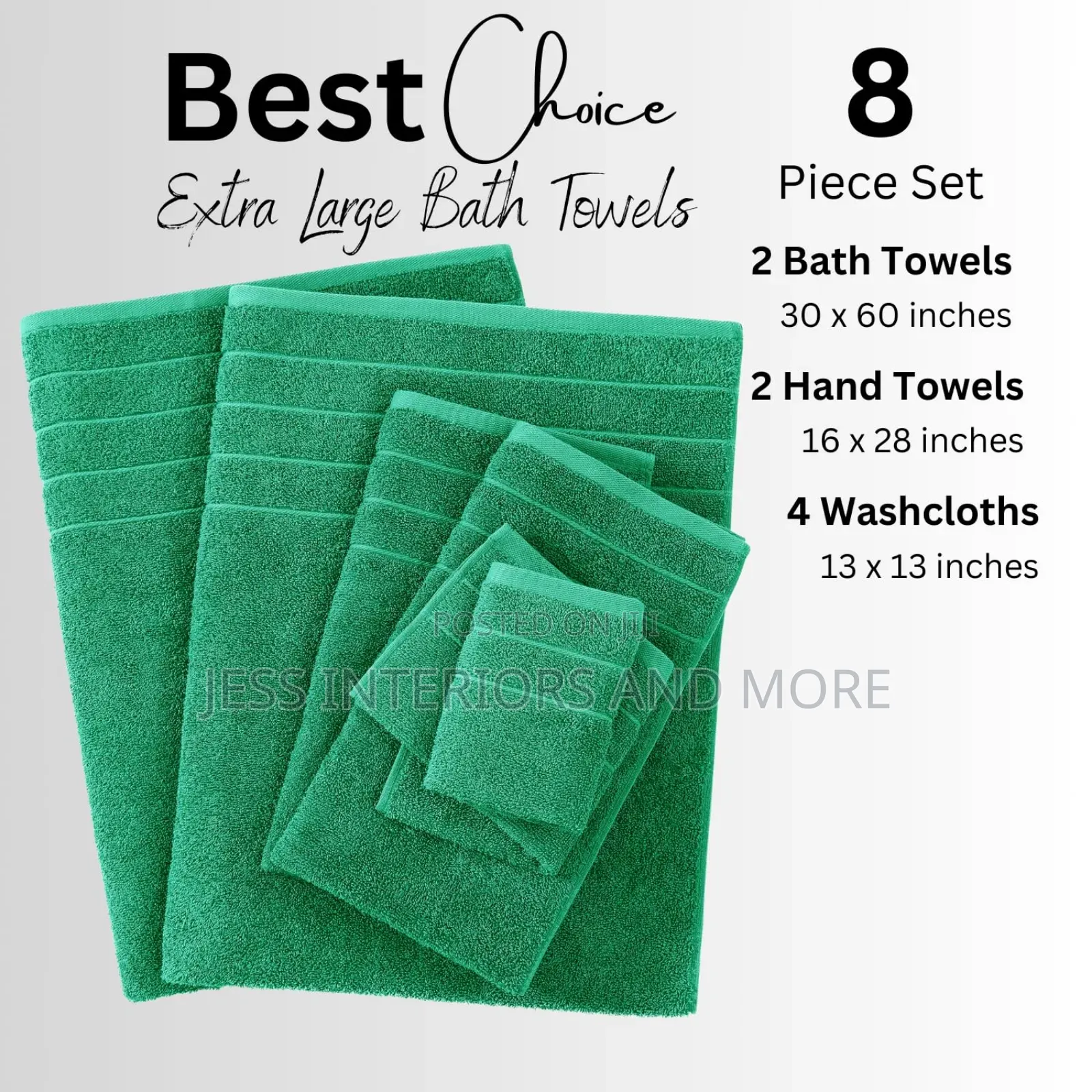 Casa Platino Green Bath Towel Set of 8